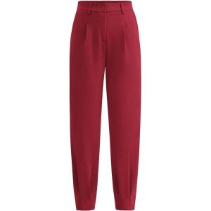 imagePRETTYGARDEN Womens Dress Pants Business Casual 2025 Trendy High Waisted Ankle Length Dressy Trousers Slacks Work ClothesWine Red