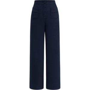 imagePRETTYGARDEN Womens Dressy Casual Dress Pants 2025 Fall Straight Leg High Elastic Waisted Stretch Trouser SlacksNavy