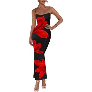 imagePRETTYGARDEN Womens Floral Maxi Dress Summer 2025 Sexy Spaghetti Strap Slip Bodycon Mesh Beach Vacation DressesBlack