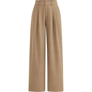 imagePRETTYGARDEN Womens Summer Elastic High Waisted Work Pants Straight Leg Dressy Business Casual Trousers Slacks PocketsKhaki