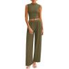imagePRETTYGARDEN 2 Piece Sets for Women Summer 2025 Airport Travel Outfits Crop Tank Tops Wide Leg Pants Matching Lounge SetsArmy Green