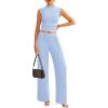 imagePRETTYGARDEN 2 Piece Sets for Women Summer 2025 Airport Travel Outfits Crop Tank Tops Wide Leg Pants Matching Lounge SetsLight Blue