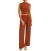 imagePRETTYGARDEN 2 Piece Sets for Women Summer 2025 Airport Travel Outfits Crop Tank Tops Wide Leg Pants Matching Lounge SetsOrange Red