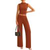imagePRETTYGARDEN 2 Piece Sets for Women Summer 2025 Airport Travel Outfits Crop Tank Tops Wide Leg Pants Matching Lounge SetsOrange Red