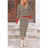 imagePRETTYGARDEN 2 Piece Skirts Sets For Women Fall Fashion 2025 Striped Sweater Dress Knit Lounge Travel Outfits Winter ClothingBeige Black Stripe