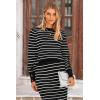 imagePRETTYGARDEN 2 Piece Skirts Sets For Women Fall Fashion 2025 Striped Sweater Dress Knit Lounge Travel Outfits Winter ClothingBlack Stripe