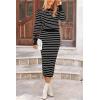 imagePRETTYGARDEN 2 Piece Skirts Sets For Women Fall Fashion 2025 Striped Sweater Dress Knit Lounge Travel Outfits Winter ClothingBlack Stripe
