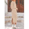 imagePRETTYGARDEN 2 Piece Skirts Sets For Women Fall Fashion 2025 Striped Sweater Dress Knit Lounge Travel Outfits Winter ClothingCaramel Stripe