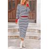 imagePRETTYGARDEN 2 Piece Skirts Sets For Women Fall Fashion 2025 Striped Sweater Dress Knit Lounge Travel Outfits Winter ClothingDark Blue Stripe