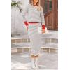 imagePRETTYGARDEN 2 Piece Skirts Sets For Women Fall Fashion 2025 Striped Sweater Dress Knit Lounge Travel Outfits Winter ClothingLight Grey Stripe
