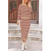imagePRETTYGARDEN 2 Piece Skirts Sets For Women Fall Fashion 2025 Striped Sweater Dress Knit Lounge Travel Outfits Winter ClothingOrange Stripe