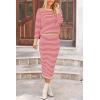 imagePRETTYGARDEN 2 Piece Skirts Sets For Women Fall Fashion 2025 Striped Sweater Dress Knit Lounge Travel Outfits Winter ClothingPink Stripe