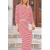 imagePRETTYGARDEN 2 Piece Skirts Sets For Women Fall Fashion 2025 Striped Sweater Dress Knit Lounge Travel Outfits Winter ClothingPink Stripe