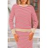 imagePRETTYGARDEN 2 Piece Skirts Sets For Women Fall Fashion 2025 Striped Sweater Dress Knit Lounge Travel Outfits Winter ClothingPink Stripe