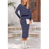 imagePRETTYGARDEN 2 Piece Skirts Sets For Women Fall Fashion 2025 Striped Sweater Dress Knit Lounge Travel Outfits Winter ClothingRoyal Blue White Stripe