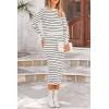 imagePRETTYGARDEN 2 Piece Skirts Sets For Women Fall Fashion 2025 Striped Sweater Dress Knit Lounge Travel Outfits Winter ClothingWhite Stripe