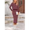 imagePRETTYGARDEN 2 Piece Skirts Sets For Women Fall Fashion 2025 Striped Sweater Dress Knit Lounge Travel Outfits Winter ClothingWine Red White Stripe