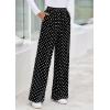 imagePRETTYGARDEN Casual Womens Pants 2025 Elastic Waist Palazzo Long Stretchy Wide Leg Trousers Knit Fall Outfits with PocketsDot Black White