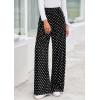 imagePRETTYGARDEN Casual Womens Pants 2025 Elastic Waist Palazzo Long Stretchy Wide Leg Trousers Knit Fall Outfits with PocketsDot Black White