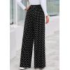 imagePRETTYGARDEN Casual Womens Pants 2025 Elastic Waist Palazzo Long Stretchy Wide Leg Trousers Knit Fall Outfits with PocketsDot Black White