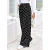 imagePRETTYGARDEN Casual Womens Pants 2025 Elastic Waist Palazzo Long Stretchy Wide Leg Trousers Knit Fall Outfits with PocketsDot Black White