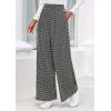 imagePRETTYGARDEN Casual Womens Pants 2025 Elastic Waist Palazzo Long Stretchy Wide Leg Trousers Knit Fall Outfits with PocketsStriped Black