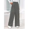 imagePRETTYGARDEN Casual Womens Pants 2025 Elastic Waist Palazzo Long Stretchy Wide Leg Trousers Knit Fall Outfits with PocketsStriped Black