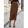 imagePRETTYGARDEN Corduroy Skirt Women Fall Fashion 2025 High Waisted Pencil Midi Skirts Business Casual Work Office Winter OutfitBrown