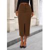 imagePRETTYGARDEN Corduroy Skirt Women Fall Fashion 2025 High Waisted Pencil Midi Skirts Business Casual Work Office Winter OutfitBrown