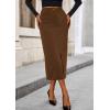 imagePRETTYGARDEN Corduroy Skirt Women Fall Fashion 2025 High Waisted Pencil Midi Skirts Business Casual Work Office Winter OutfitBrown