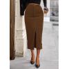 imagePRETTYGARDEN Corduroy Skirt Women Fall Fashion 2025 High Waisted Pencil Midi Skirts Business Casual Work Office Winter OutfitBrown