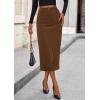 imagePRETTYGARDEN Corduroy Skirt Women Fall Fashion 2025 High Waisted Pencil Midi Skirts Business Casual Work Office Winter OutfitBrown