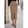 imagePRETTYGARDEN Corduroy Skirt Women Fall Fashion 2025 High Waisted Pencil Midi Skirts Business Casual Work Office Winter OutfitCamel