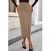 imagePRETTYGARDEN Corduroy Skirt Women Fall Fashion 2025 High Waisted Pencil Midi Skirts Business Casual Work Office Winter OutfitCamel
