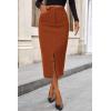 imagePRETTYGARDEN Corduroy Skirt Women Fall Fashion 2025 High Waisted Pencil Midi Skirts Business Casual Work Office Winter OutfitCaramel