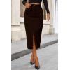 imagePRETTYGARDEN Corduroy Skirt Women Fall Fashion 2025 High Waisted Pencil Midi Skirts Business Casual Work Office Winter OutfitCoffee