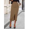 imagePRETTYGARDEN Corduroy Skirt Women Fall Fashion 2025 High Waisted Pencil Midi Skirts Business Casual Work Office Winter OutfitKhaki
