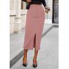 imagePRETTYGARDEN Corduroy Skirt Women Fall Fashion 2025 High Waisted Pencil Midi Skirts Business Casual Work Office Winter OutfitPink