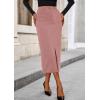 imagePRETTYGARDEN Corduroy Skirt Women Fall Fashion 2025 High Waisted Pencil Midi Skirts Business Casual Work Office Winter OutfitPink