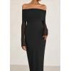 imagePRETTYGARDEN Fall Dresses for Women 2025 Elegant Off The Shoulder Long Sleeve Formal Wedding Guest Bodycon Maxi DressBlack