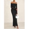 imagePRETTYGARDEN Fall Dresses for Women 2025 Elegant Off The Shoulder Long Sleeve Formal Wedding Guest Bodycon Maxi DressBlack