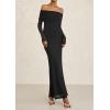 imagePRETTYGARDEN Fall Dresses for Women 2025 Elegant Off The Shoulder Long Sleeve Formal Wedding Guest Bodycon Maxi DressBlack