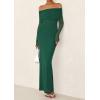 imagePRETTYGARDEN Fall Dresses for Women 2025 Elegant Off The Shoulder Long Sleeve Formal Wedding Guest Bodycon Maxi DressGreen