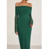 imagePRETTYGARDEN Fall Dresses for Women 2025 Elegant Off The Shoulder Long Sleeve Formal Wedding Guest Bodycon Maxi DressGreen