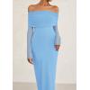 imagePRETTYGARDEN Fall Dresses for Women 2025 Elegant Off The Shoulder Long Sleeve Formal Wedding Guest Bodycon Maxi DressLight Blue