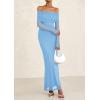 imagePRETTYGARDEN Fall Dresses for Women 2025 Elegant Off The Shoulder Long Sleeve Formal Wedding Guest Bodycon Maxi DressLight Blue