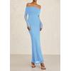 imagePRETTYGARDEN Fall Dresses for Women 2025 Elegant Off The Shoulder Long Sleeve Formal Wedding Guest Bodycon Maxi DressLight Blue