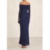 imagePRETTYGARDEN Fall Dresses for Women 2025 Elegant Off The Shoulder Long Sleeve Formal Wedding Guest Bodycon Maxi DressNavy