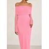 imagePRETTYGARDEN Fall Dresses for Women 2025 Elegant Off The Shoulder Long Sleeve Formal Wedding Guest Bodycon Maxi DressPink