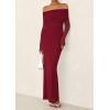 imagePRETTYGARDEN Fall Dresses for Women 2025 Elegant Off The Shoulder Long Sleeve Formal Wedding Guest Bodycon Maxi DressWine Red